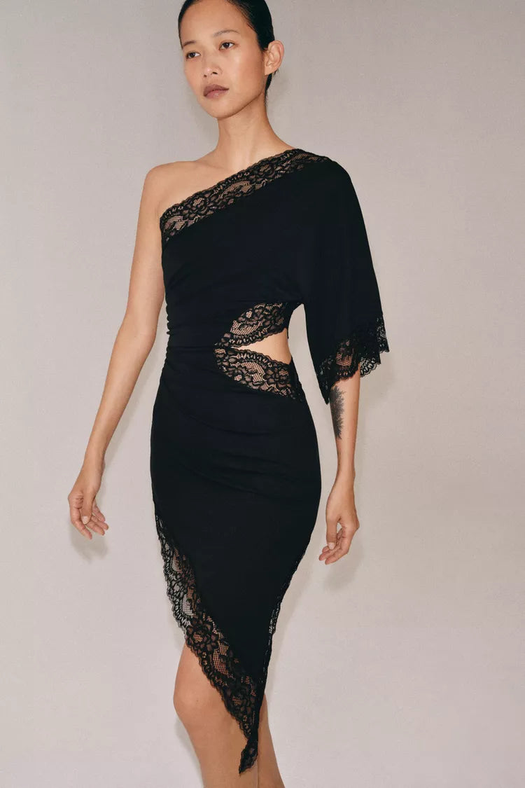 Élan Lace Asymmetric Dress