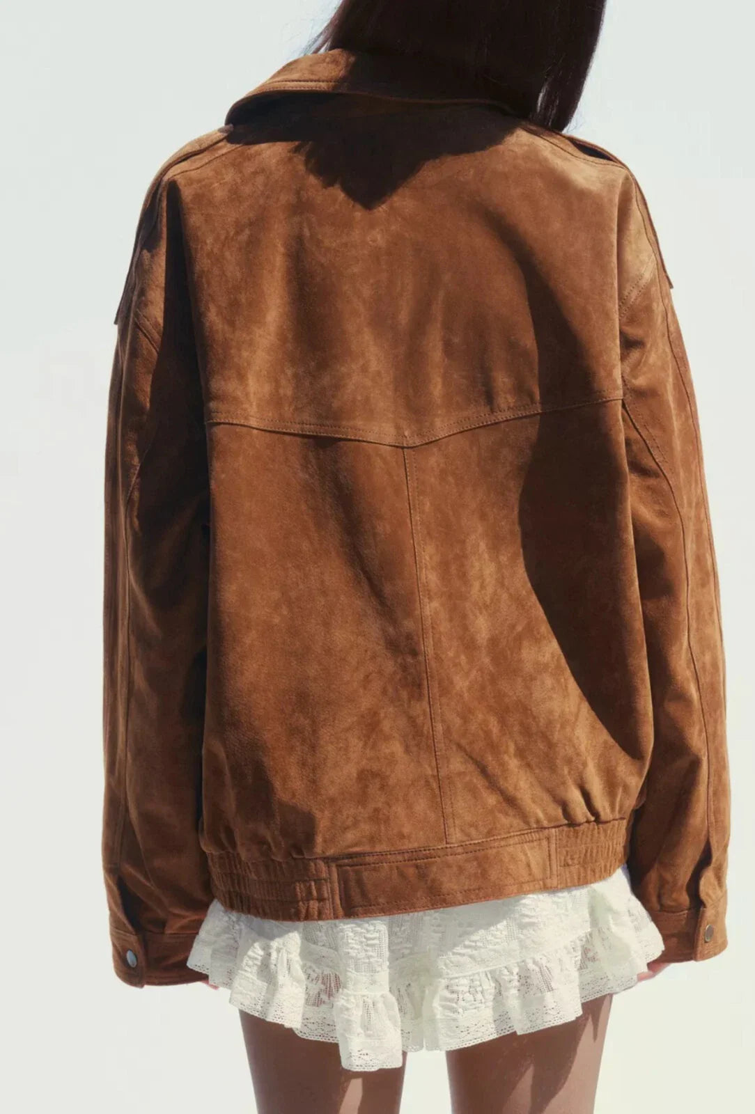 Suede Cargo Bomber | Rania