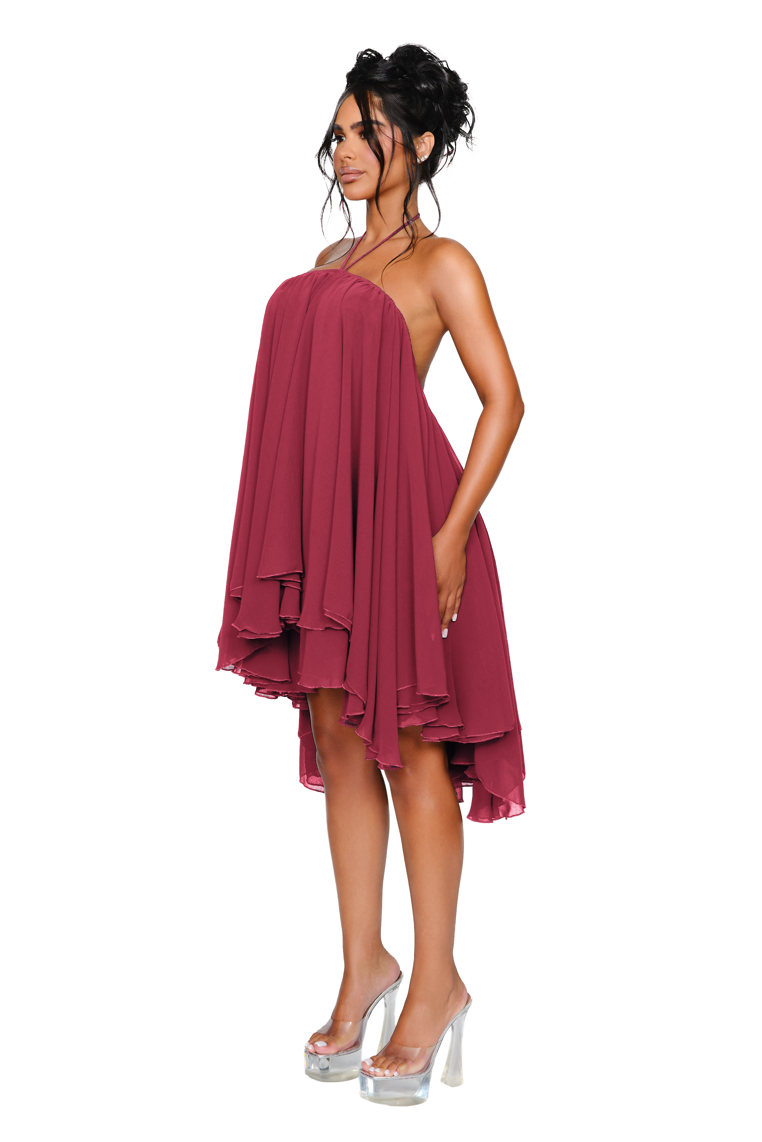 Chiffon Halter Mini Dress