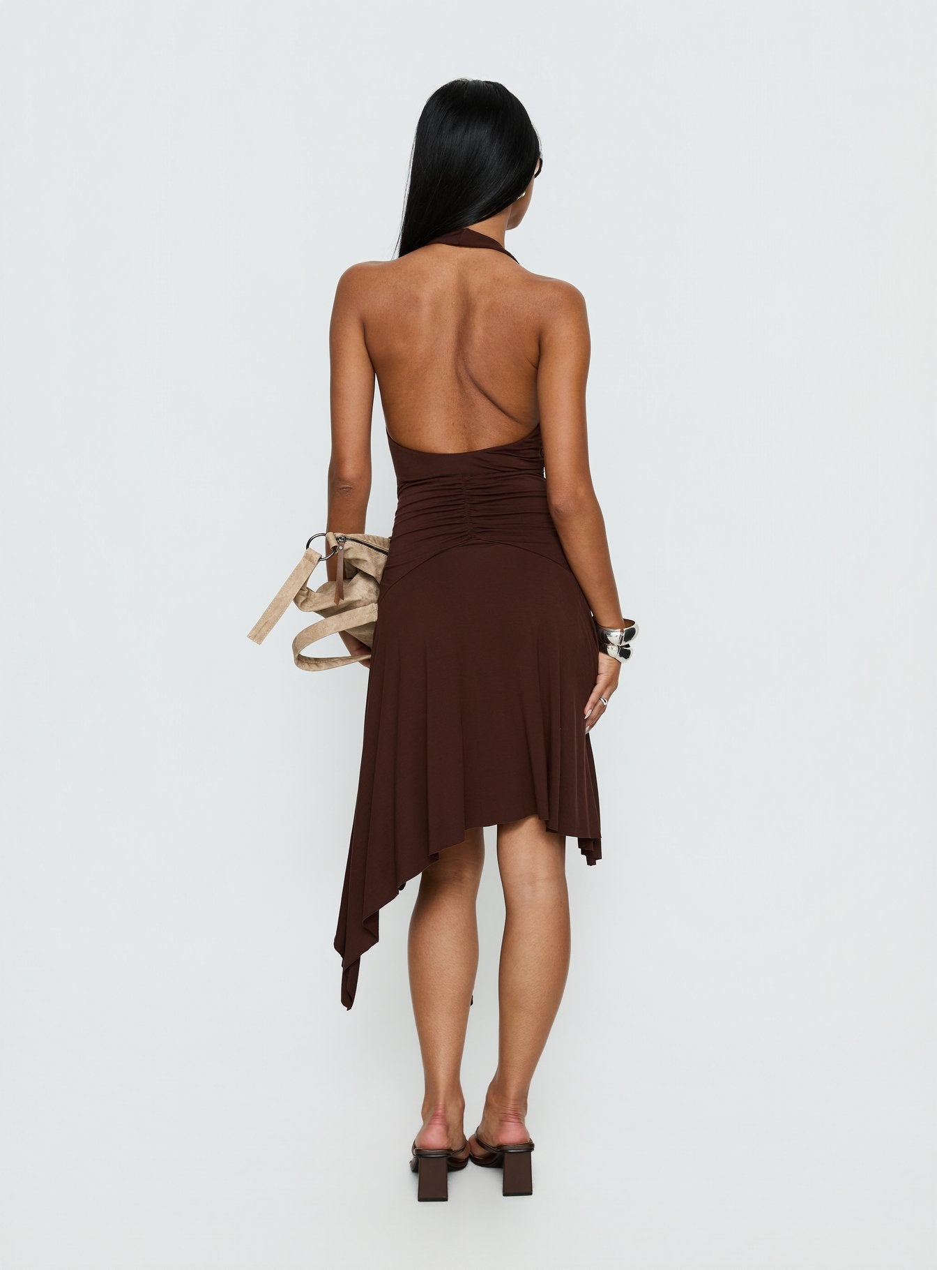 Draped Halter Midi Dress