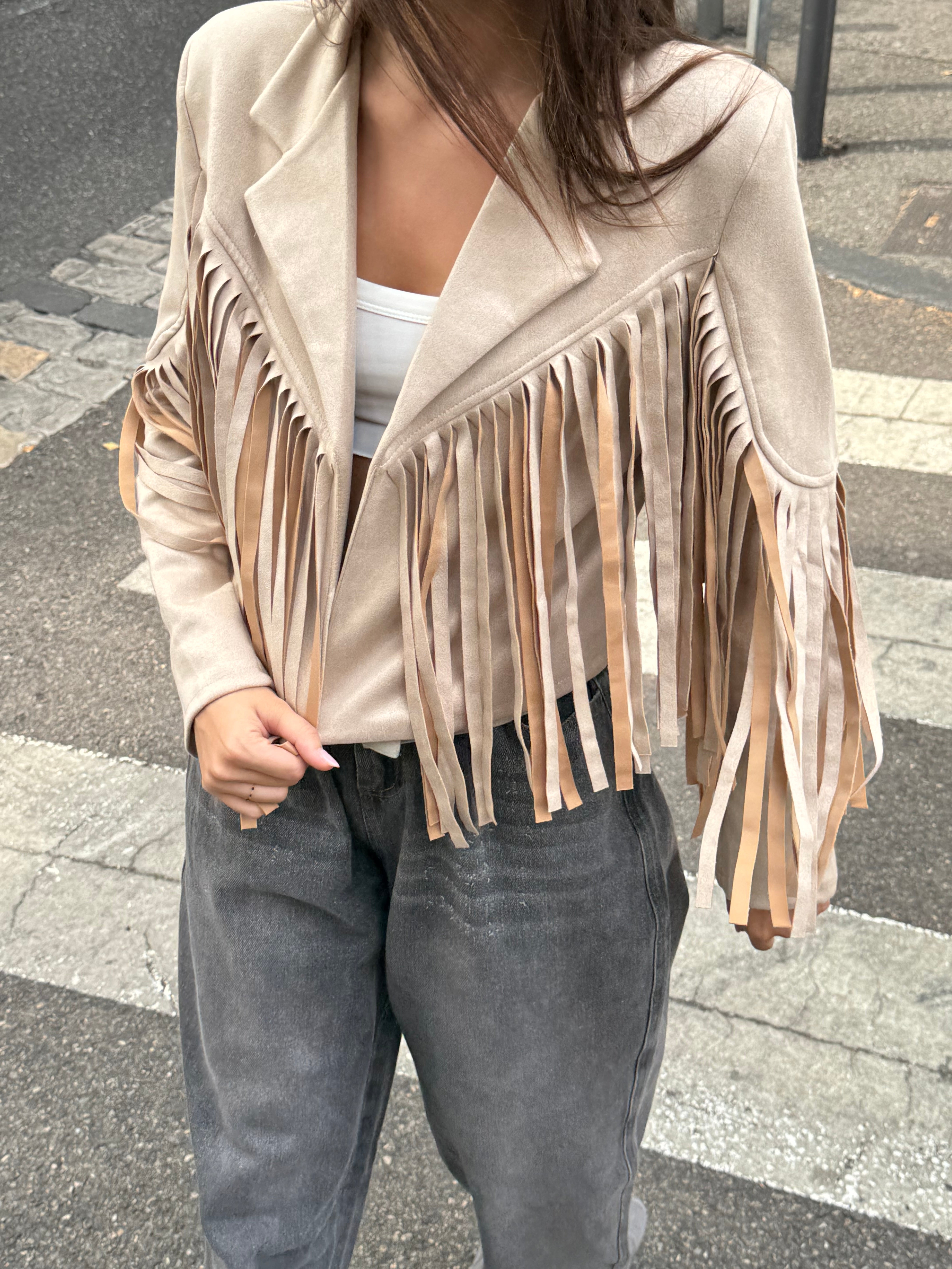 Suede Fringe Jacket | Alani