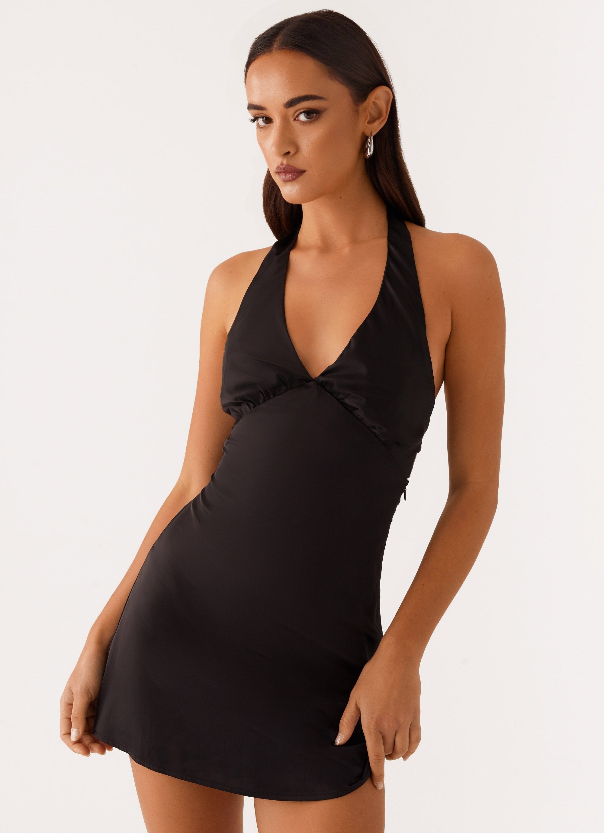 Satin Halter Mini Dress