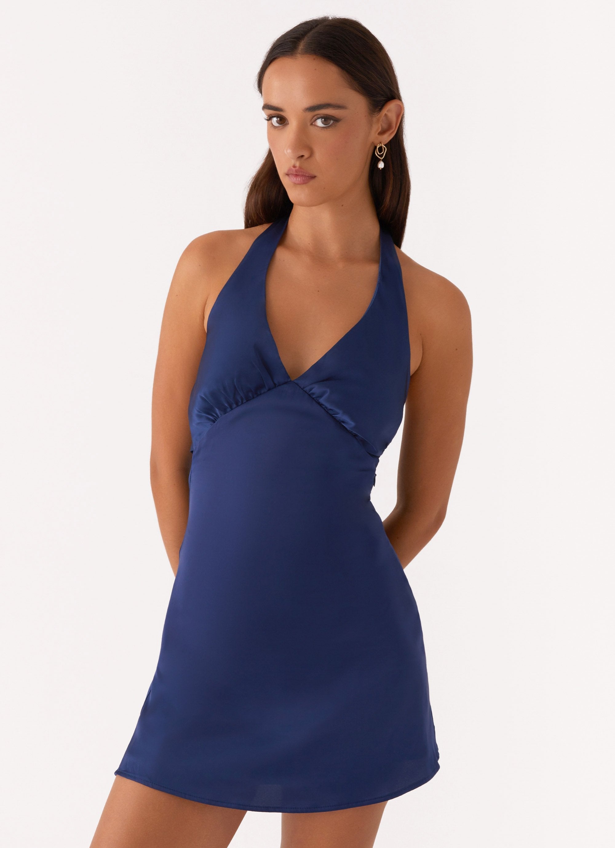 Satin Halter Mini Dress