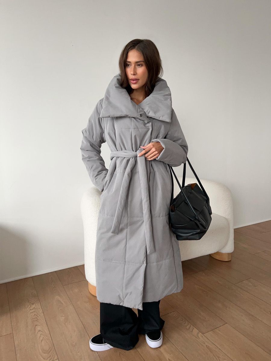 Long Belted Puffer Coat