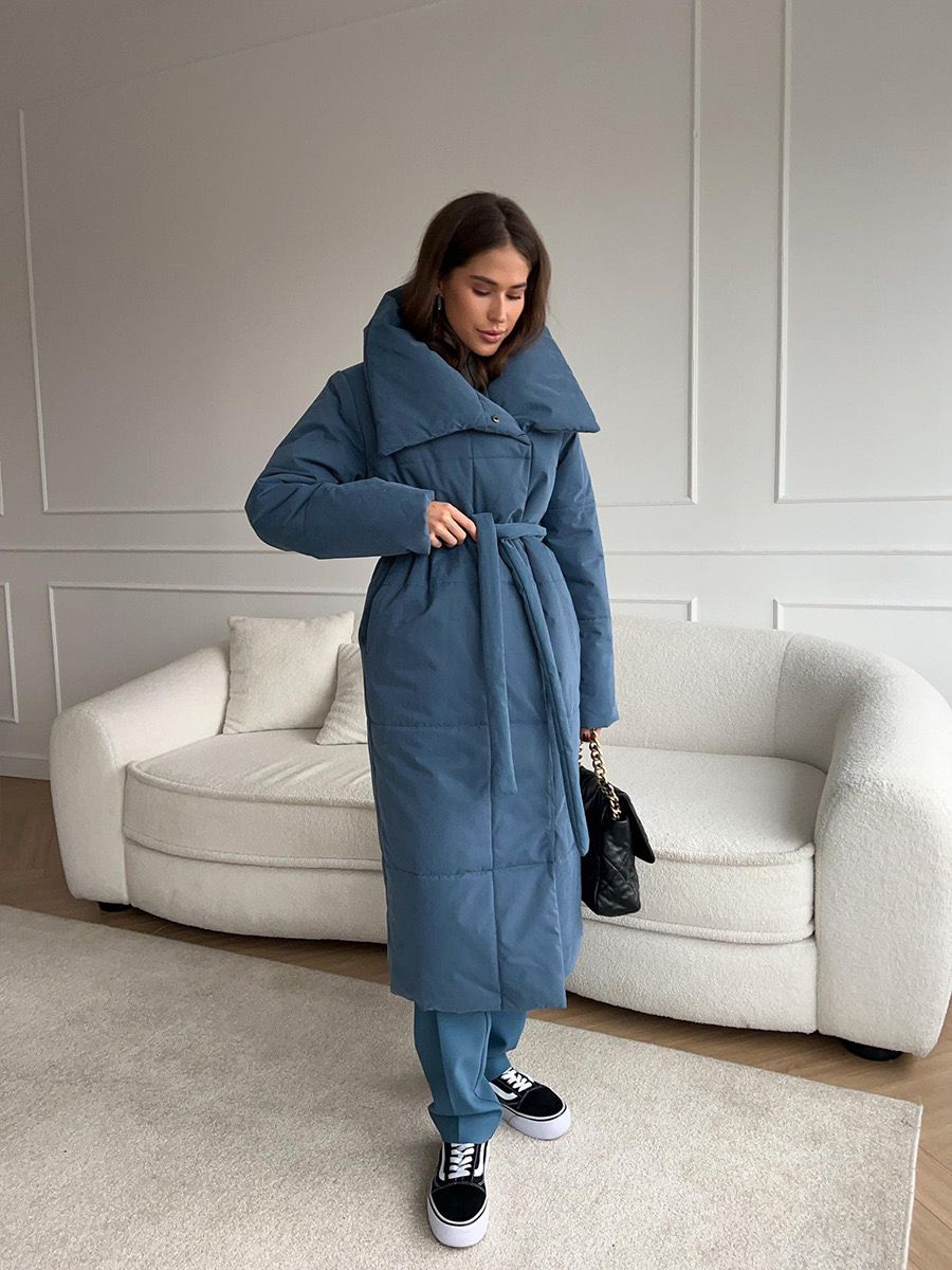 Long Belted Puffer Coat