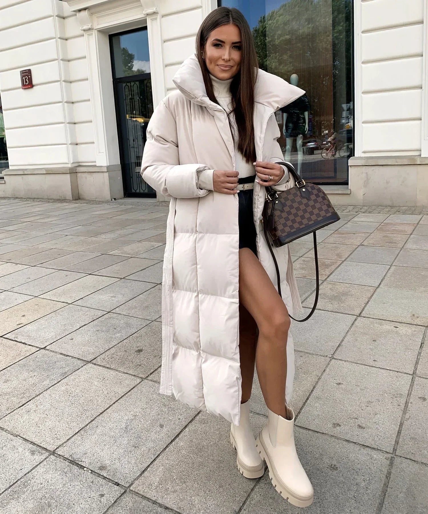 Long Belted Puffer Coat