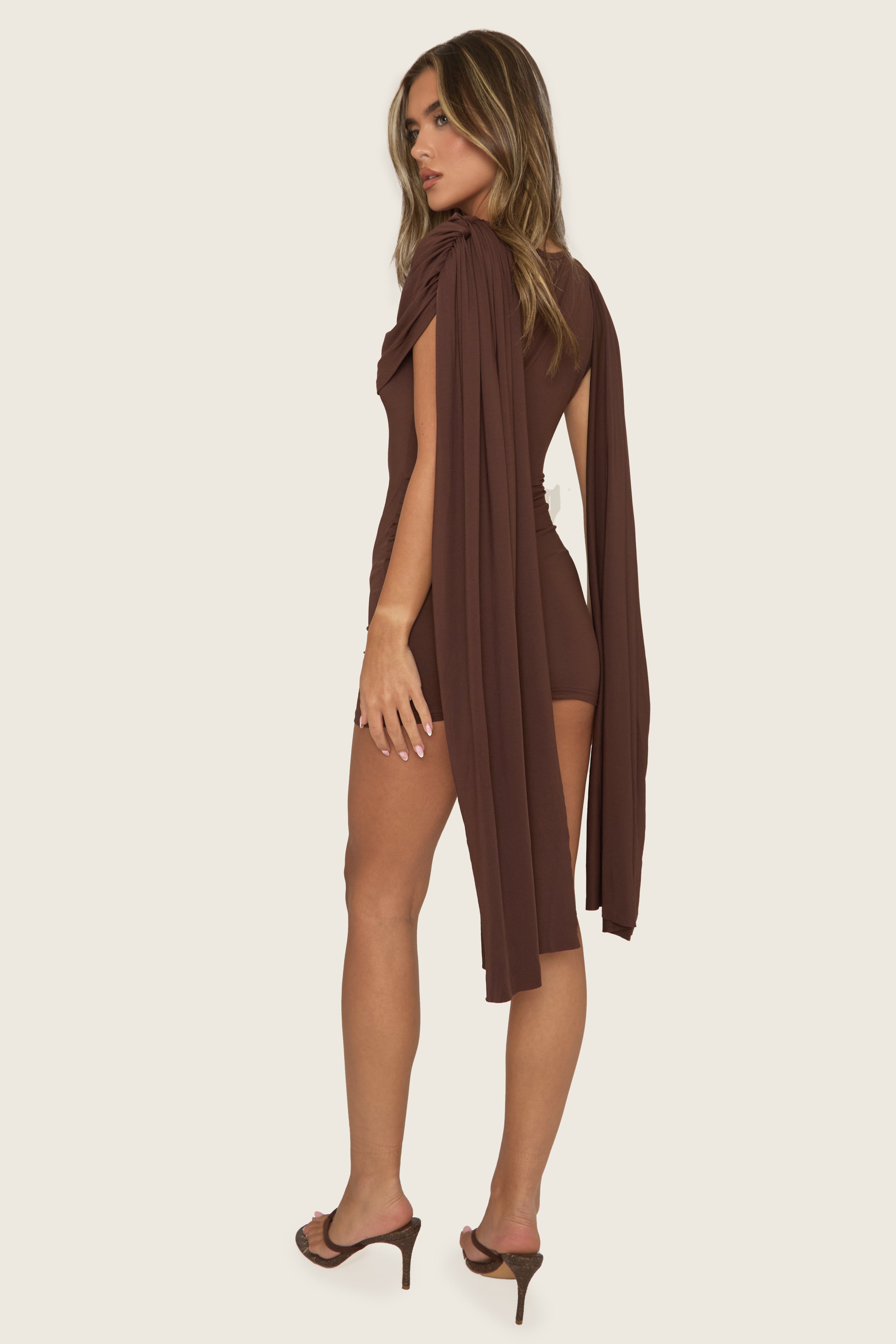 Draped Cape Mini Dress