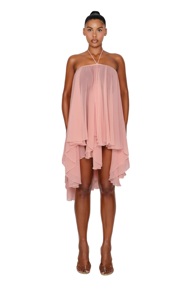 Chiffon Halter Mini Dress