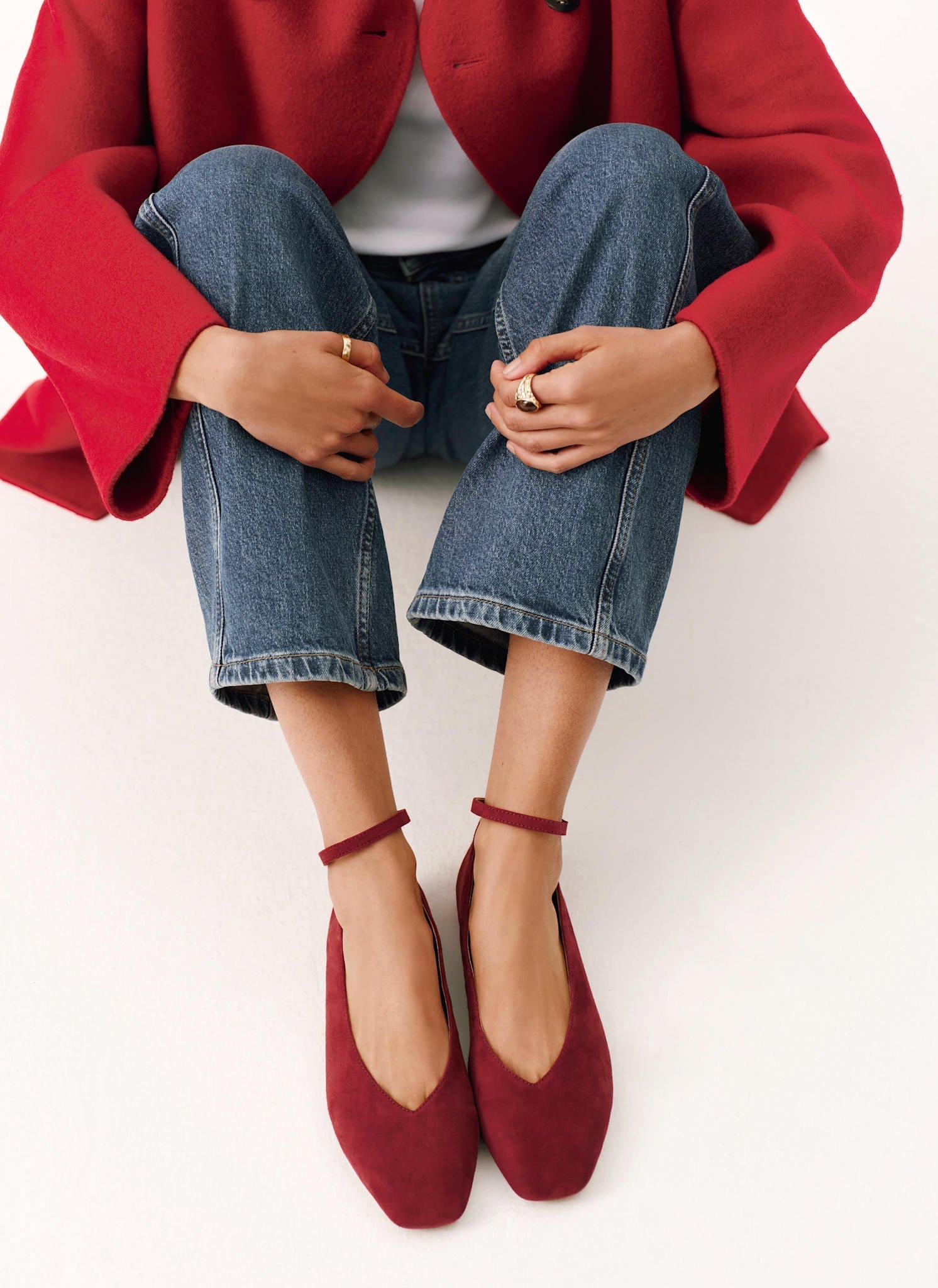 Crimson Velvet Flat Pumps