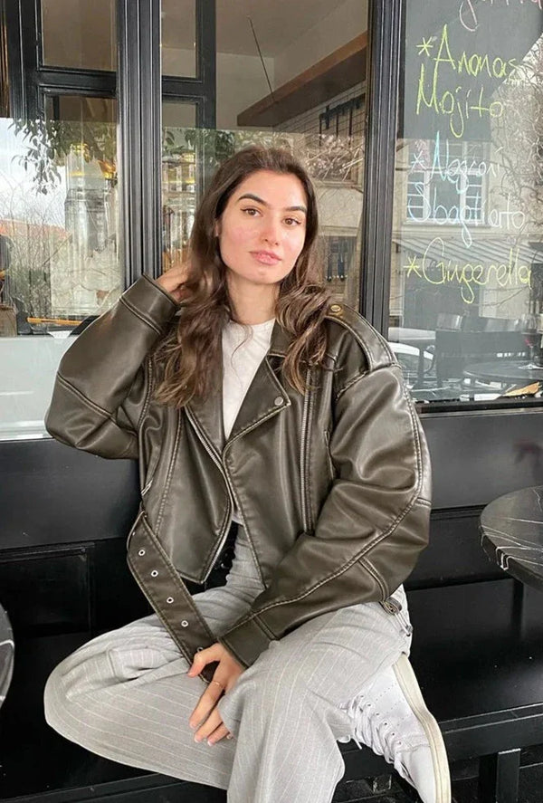 Noa | Cropped Leather Jacket