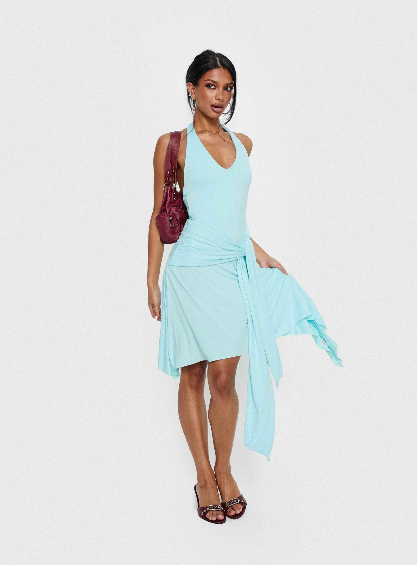 Draped Halter Midi Dress