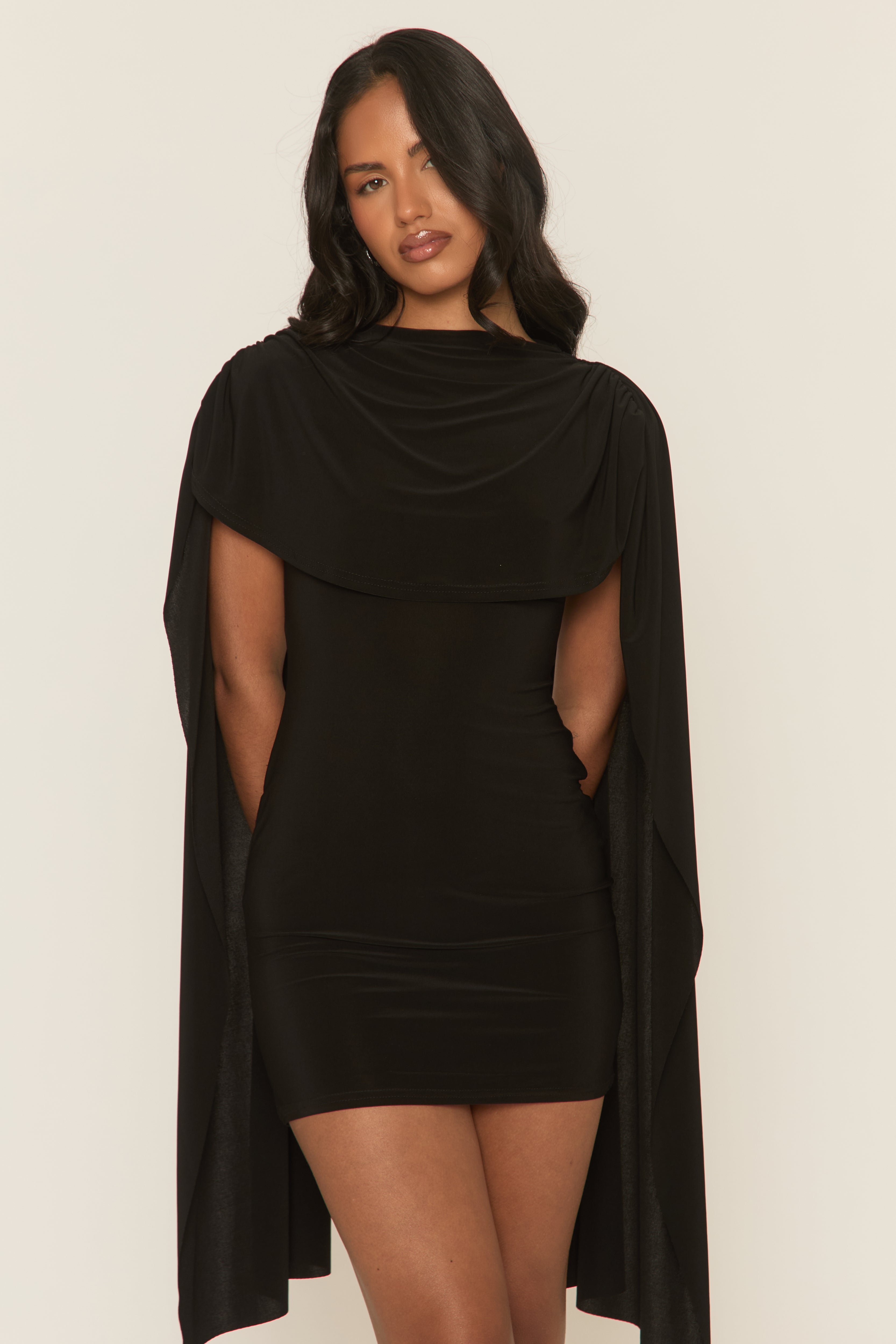 Draped Cape Mini Dress