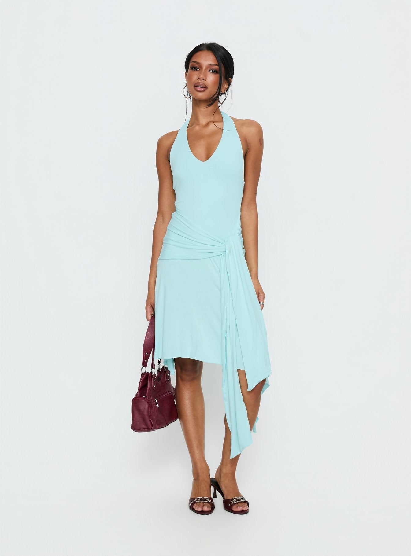 Draped Halter Midi Dress