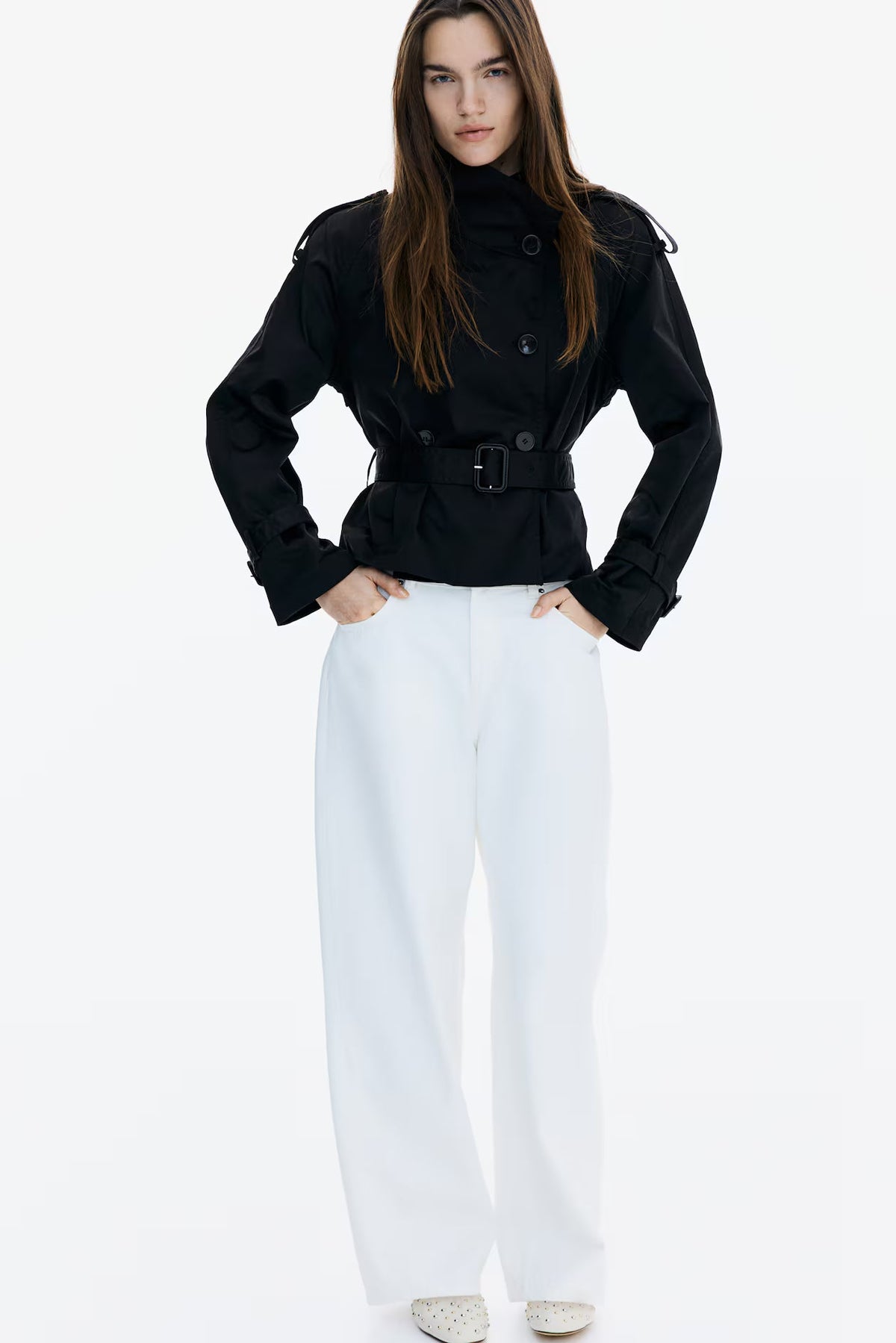 Cropped Belted Trench