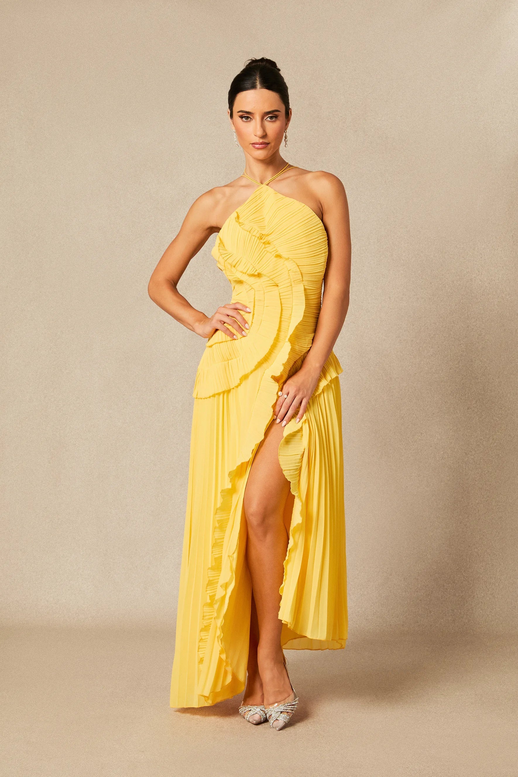 Nina | Pleated Halterneck Dress