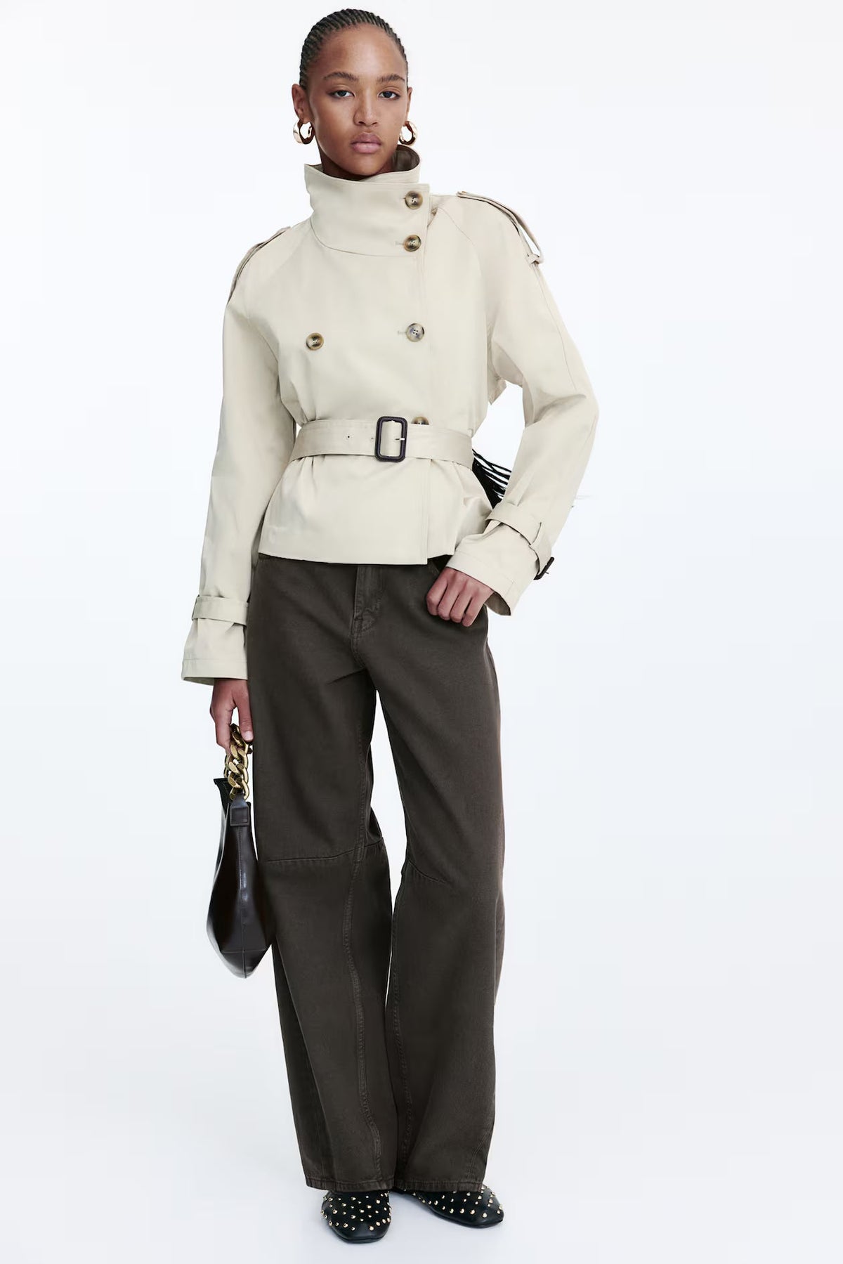 Cropped Belted Trench