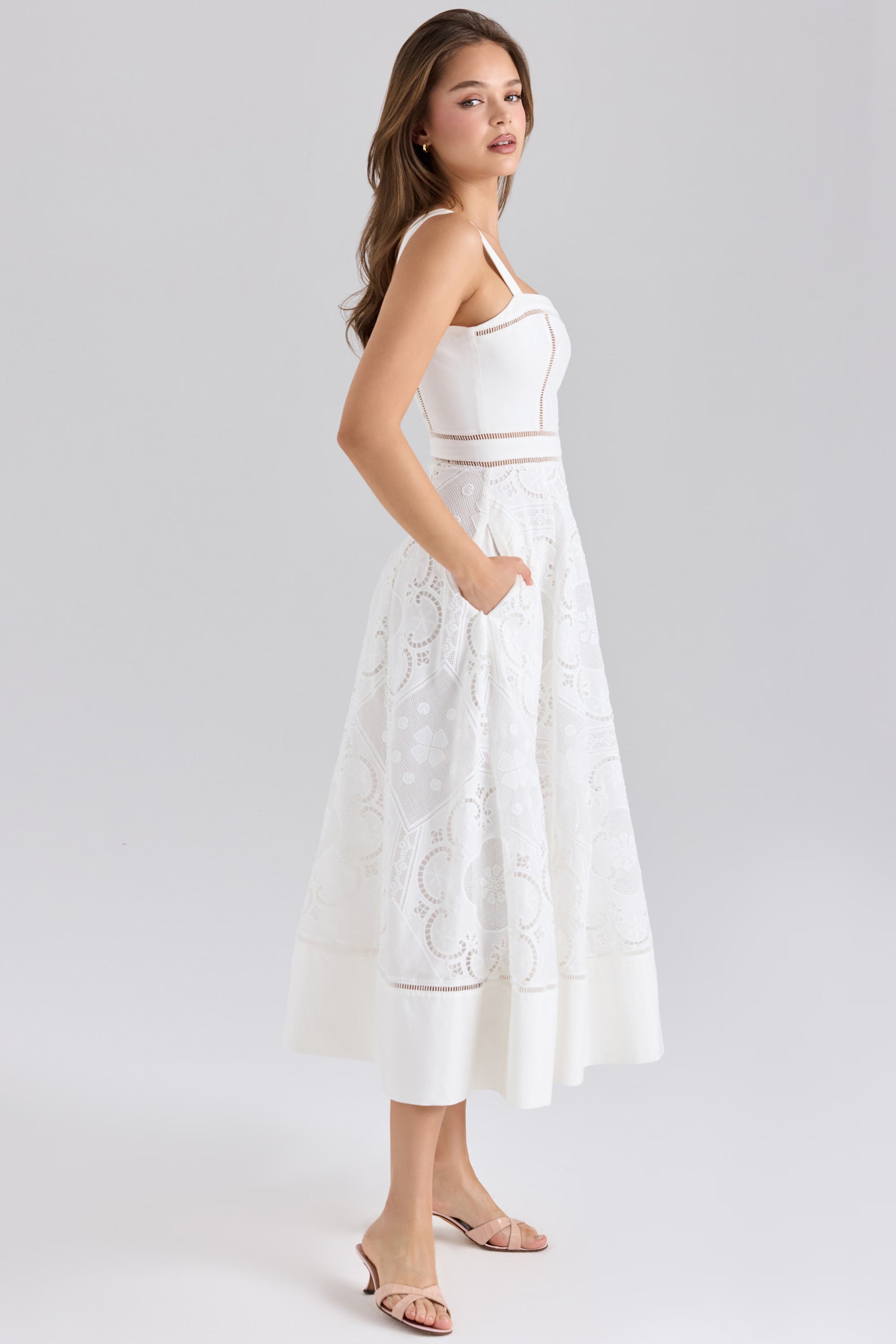 Ava | Broderie Midi Dress