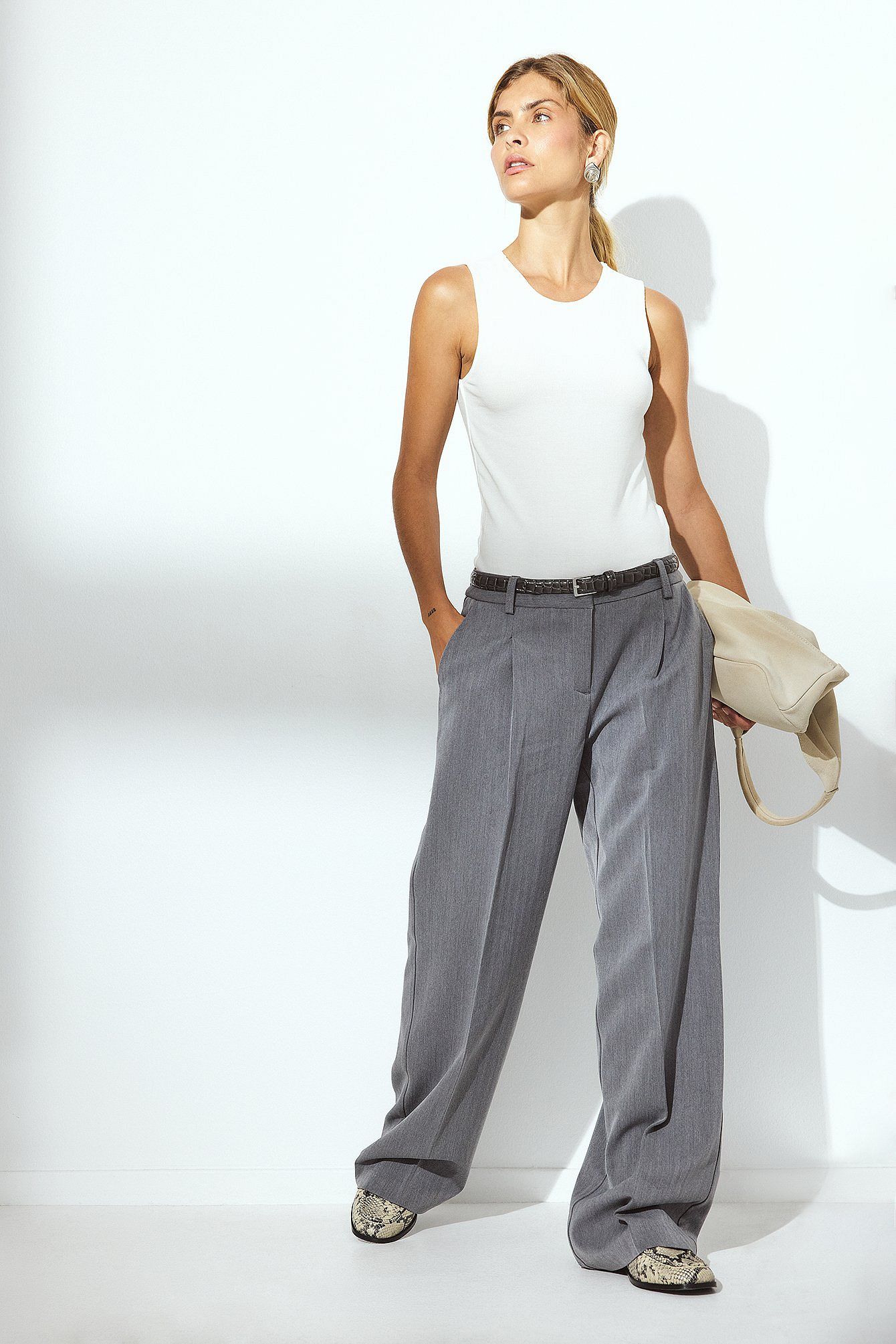 Structured Wide-Leg Trousers