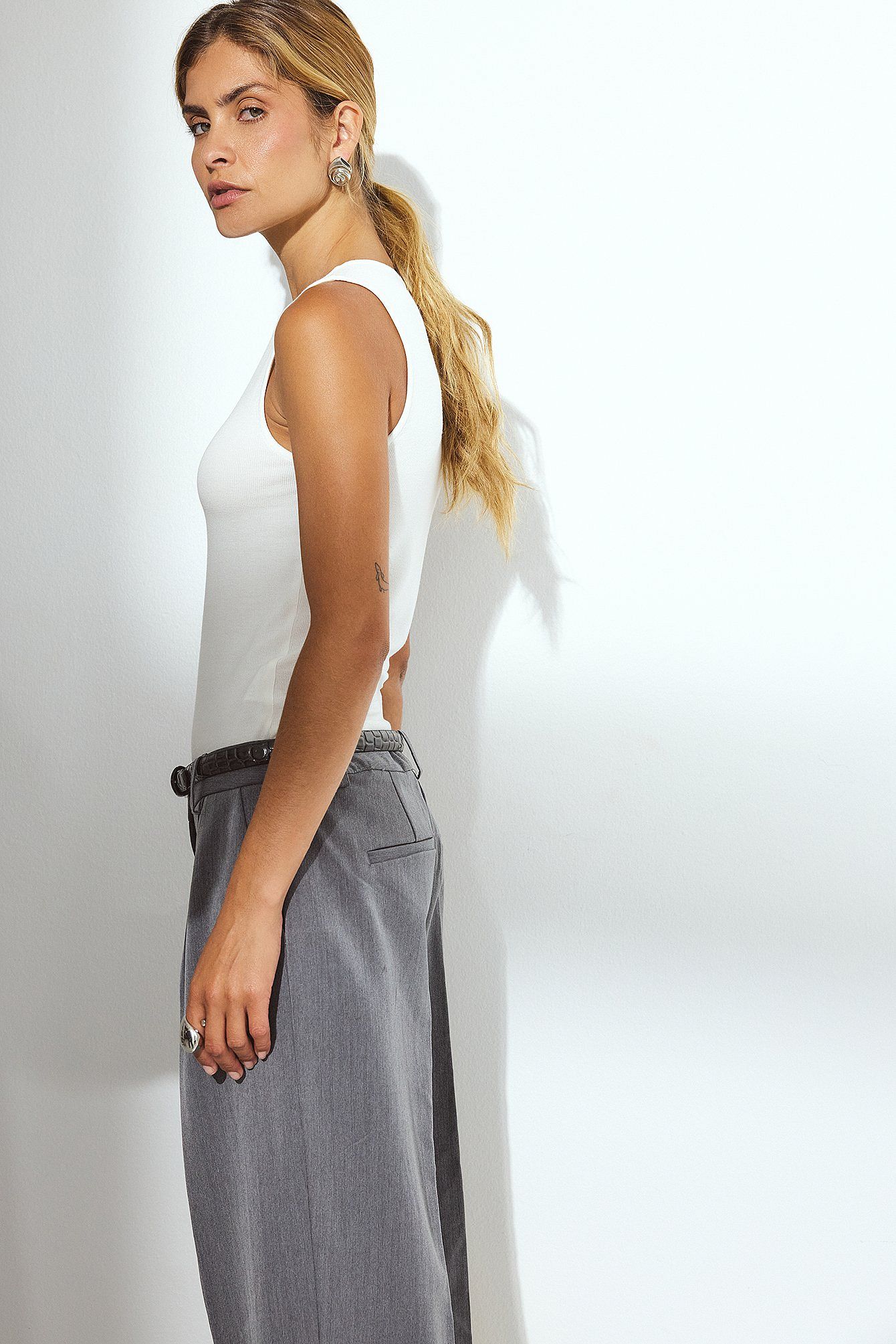 Structured Wide-Leg Trousers