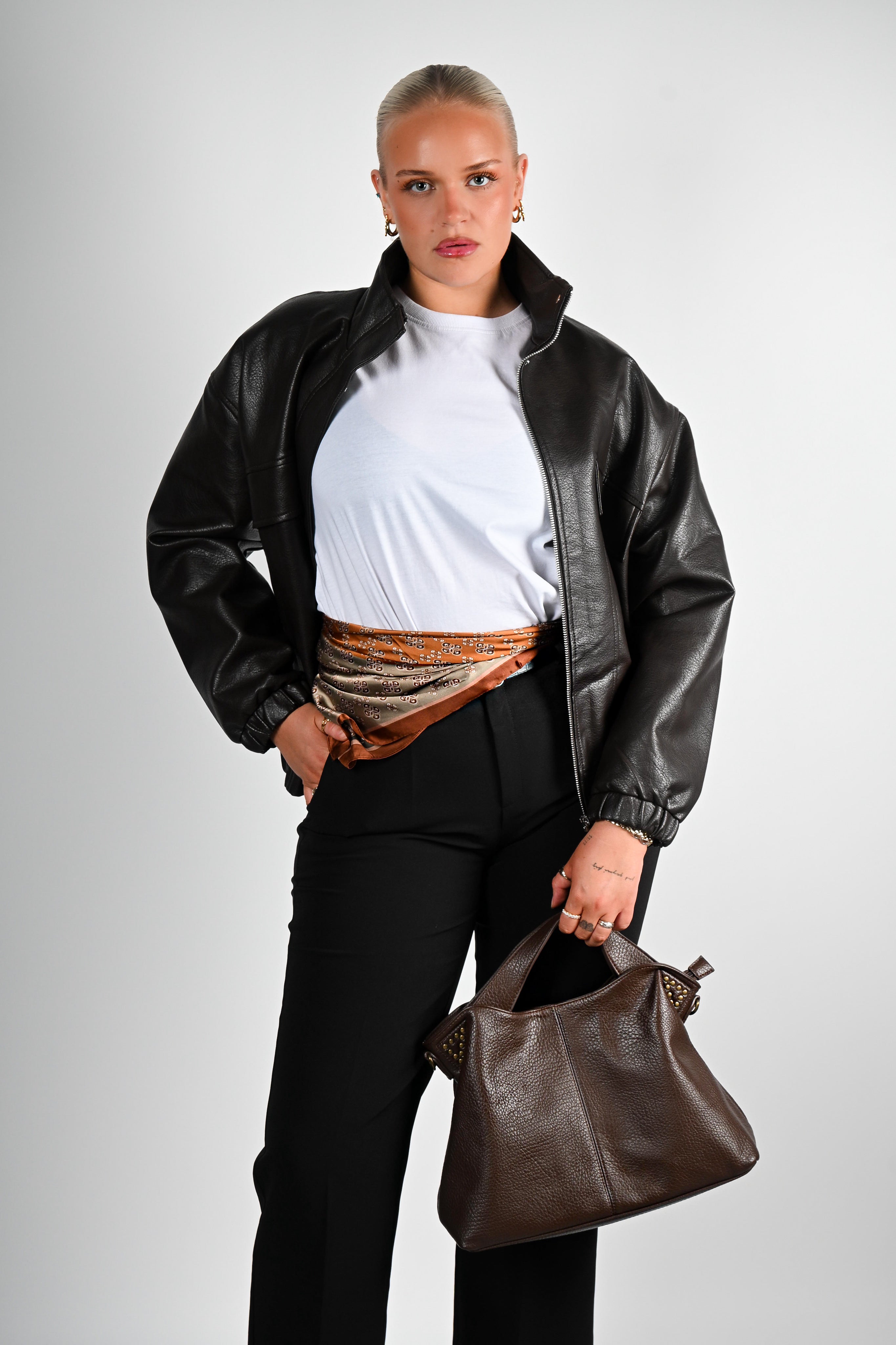 Raven PU Bomber Jacket