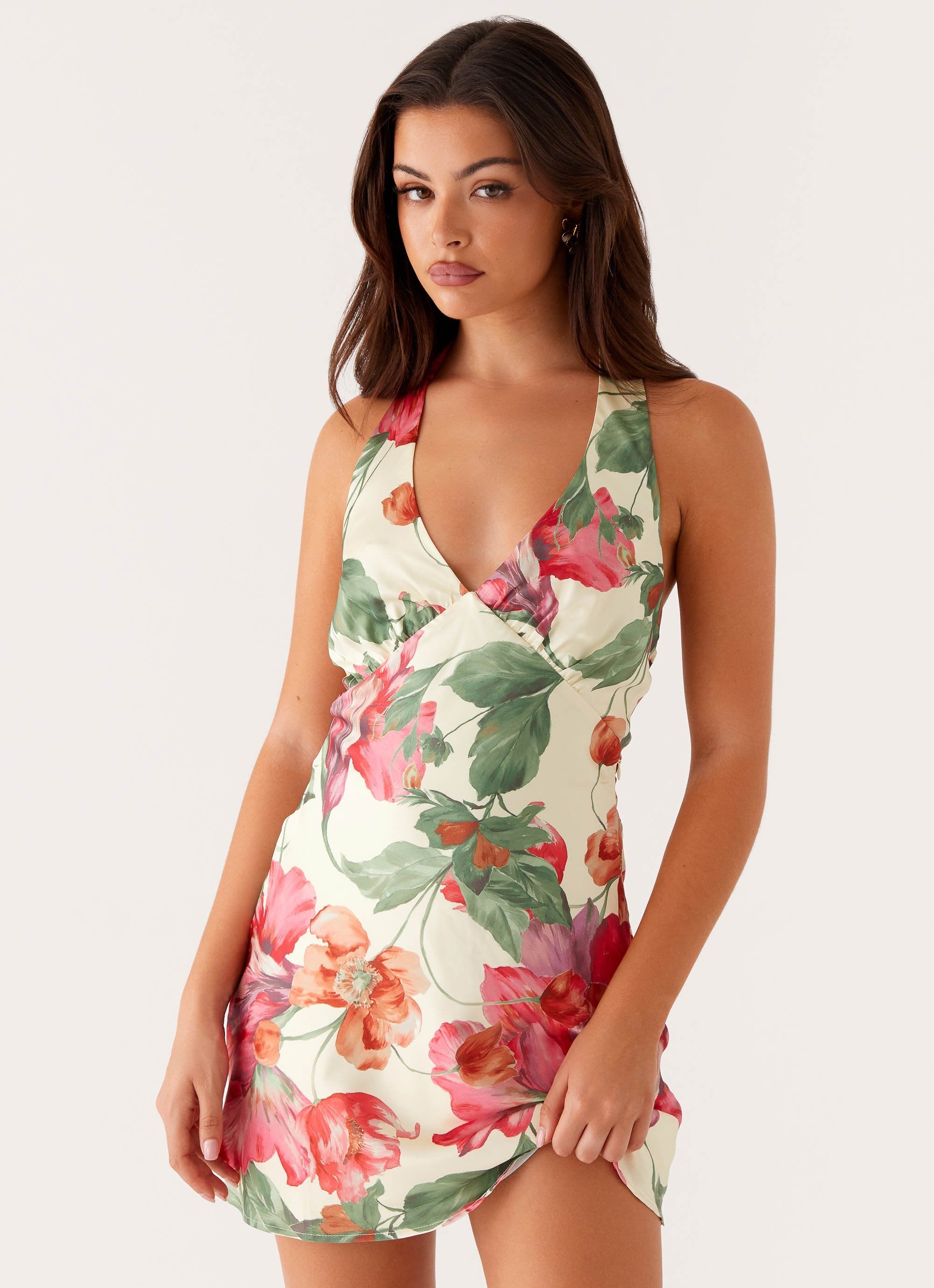 Satin Halter Mini Dress