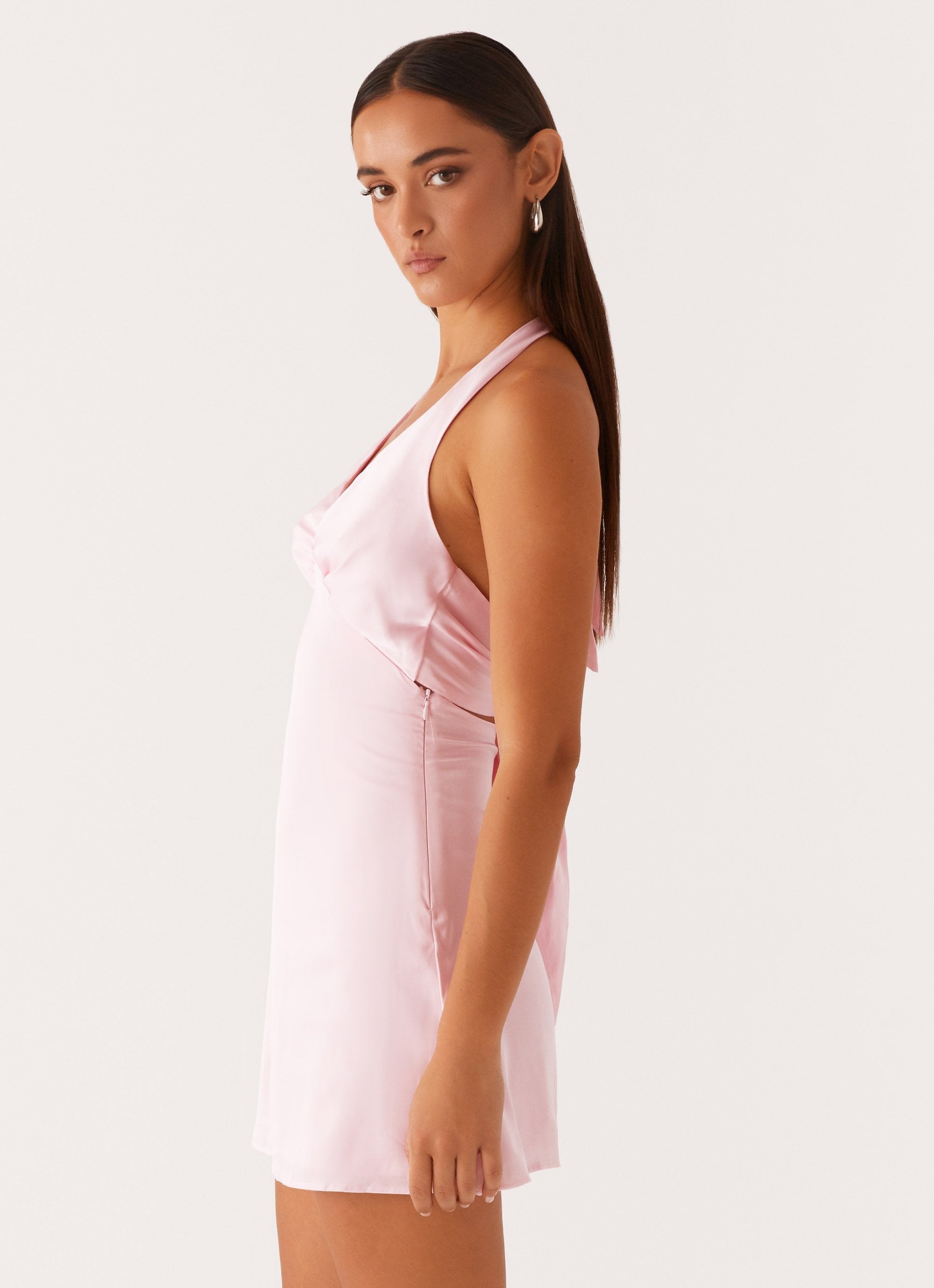 Satin Halter Mini Dress