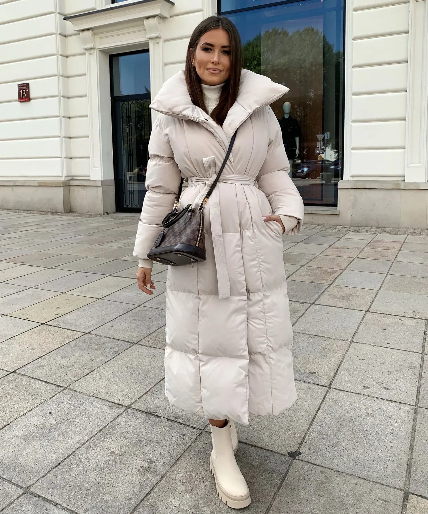 Long Belted Puffer Coat