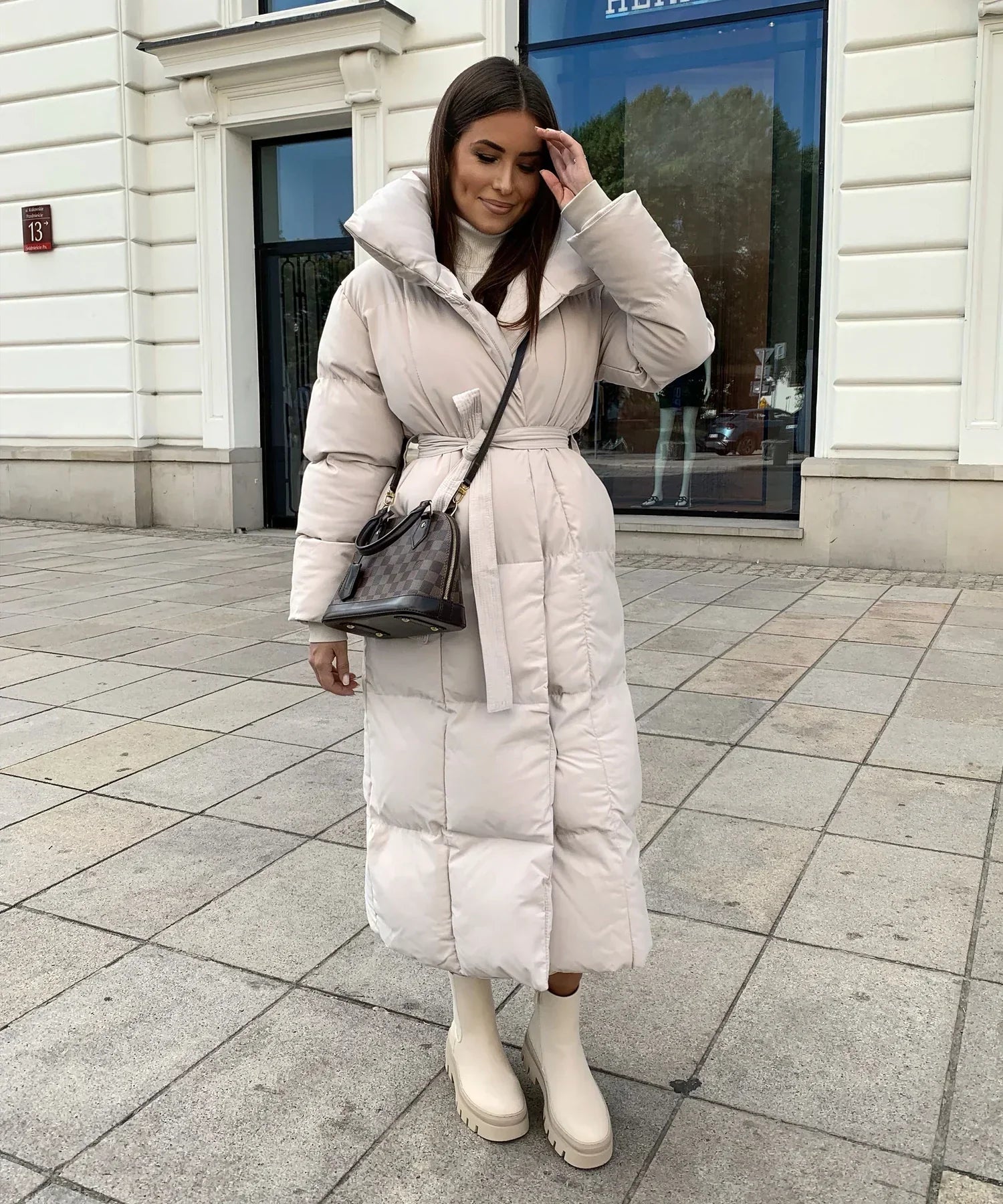 Long Belted Puffer Coat