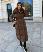 Long Belted Puffer Coat