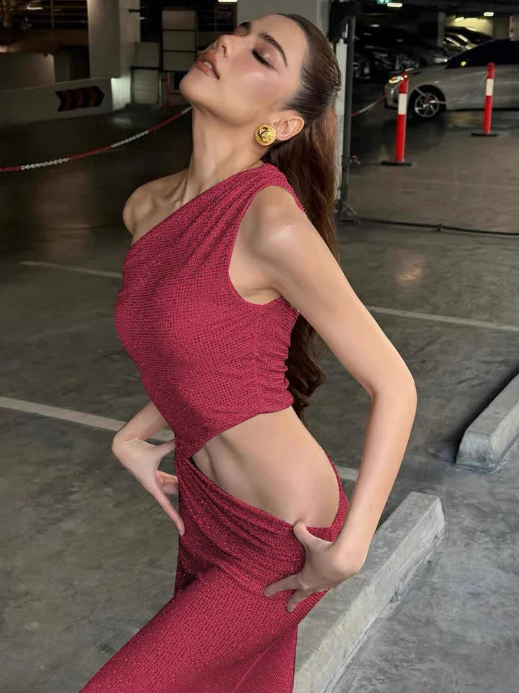 Kaia Diamanté One-Shoulder Maxi