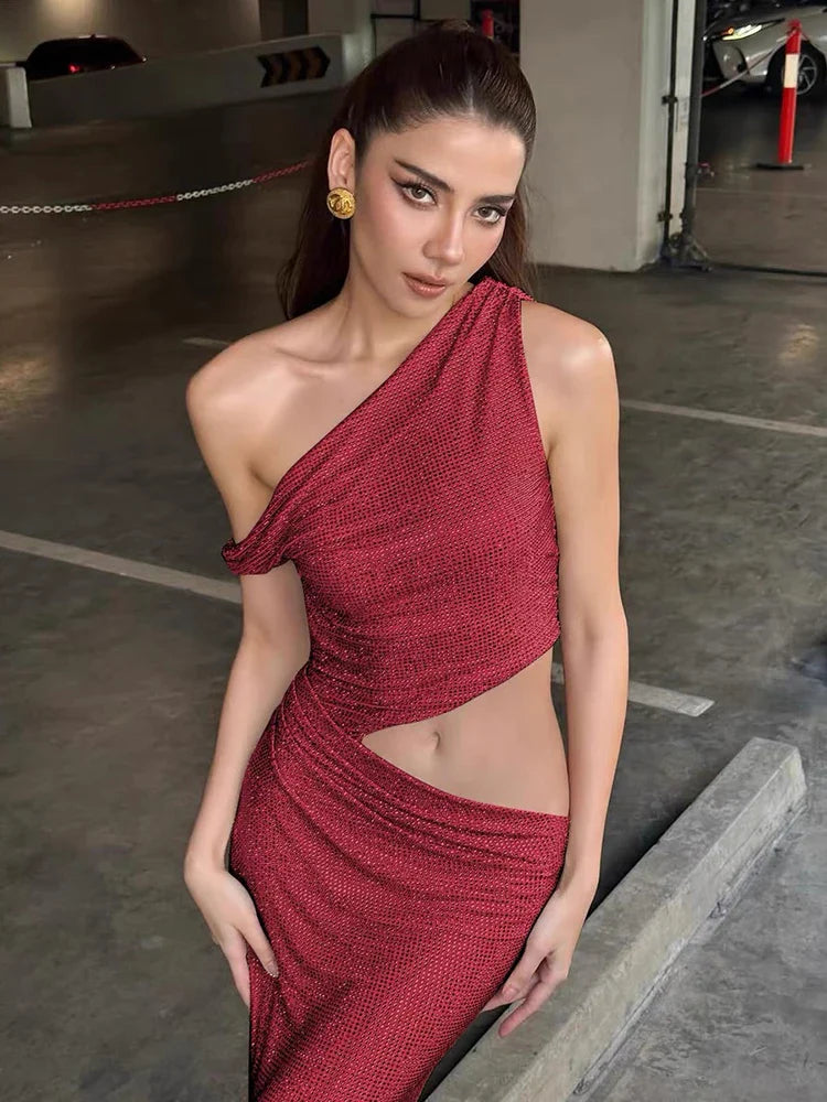 Kaia Diamanté One-Shoulder Maxi