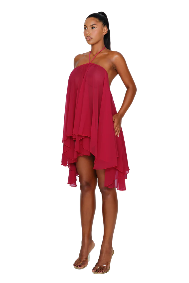 Chiffon Halter Mini Dress