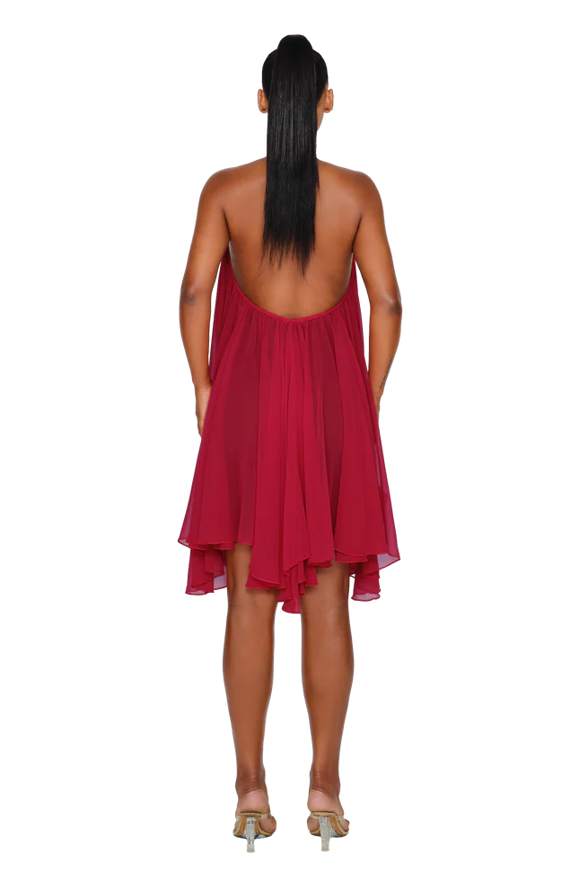 Chiffon Halter Mini Dress