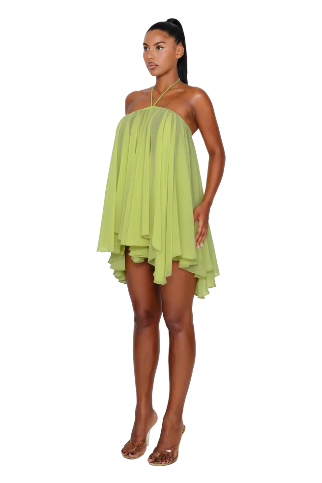 Chiffon Halter Mini Dress