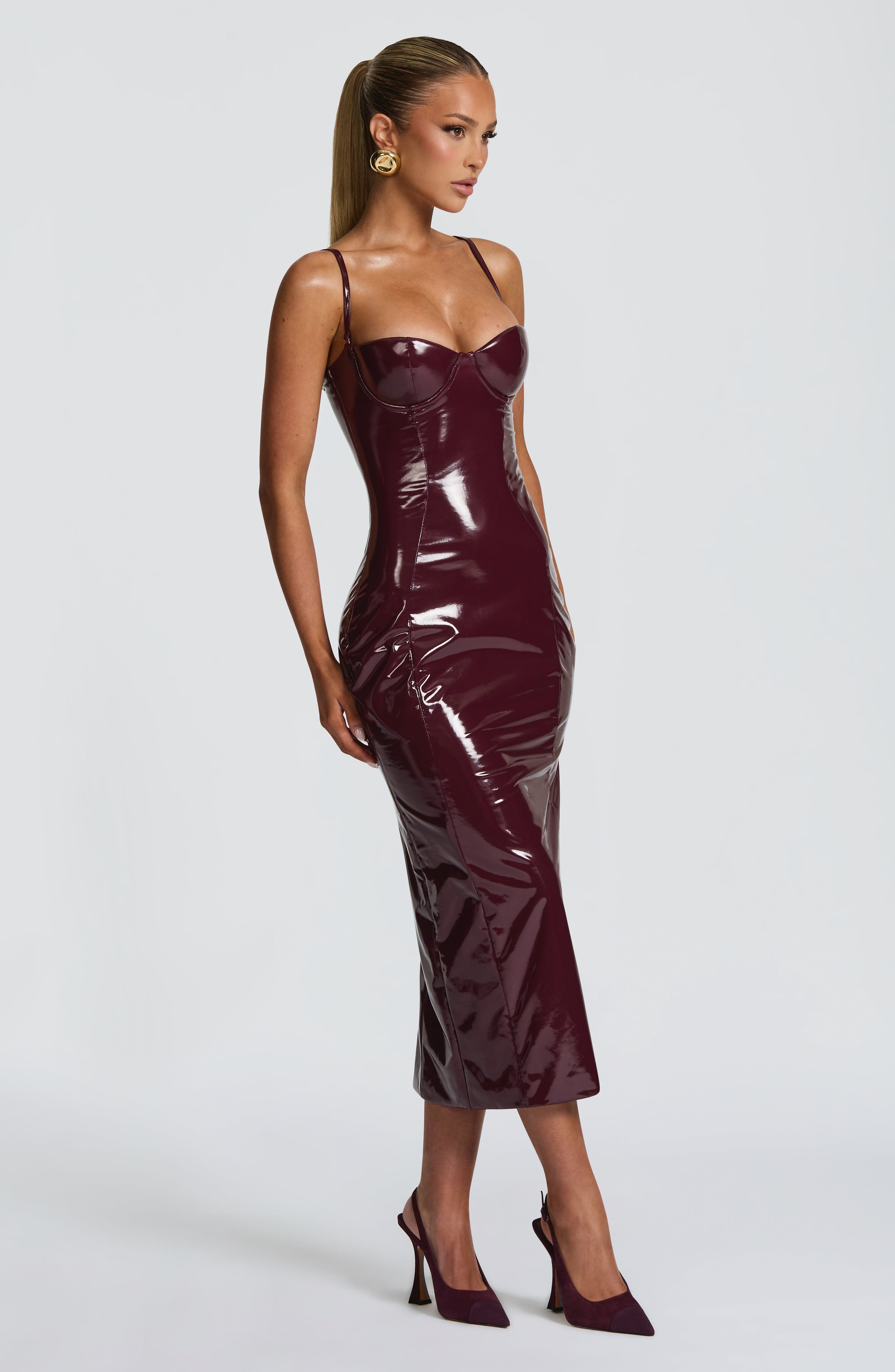 Lila Latex Midi Dress
