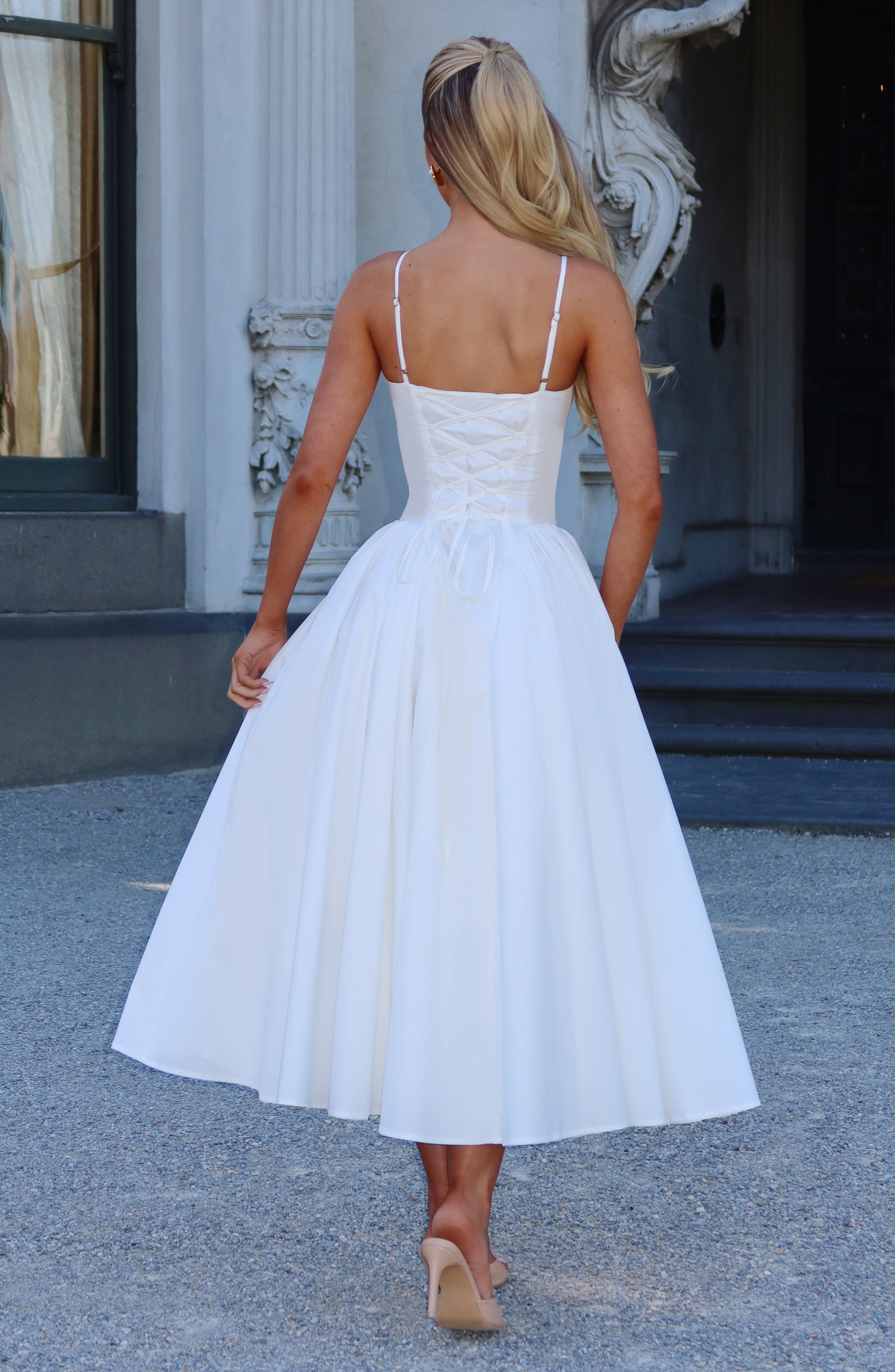 Emerson Lace-Up Midi Dress